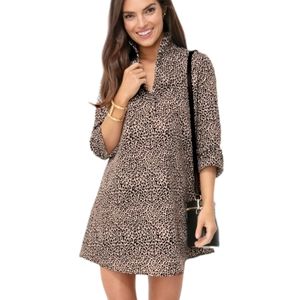 Tuckernuck Megan Taffeta Leopard Shirt Dress Sz S